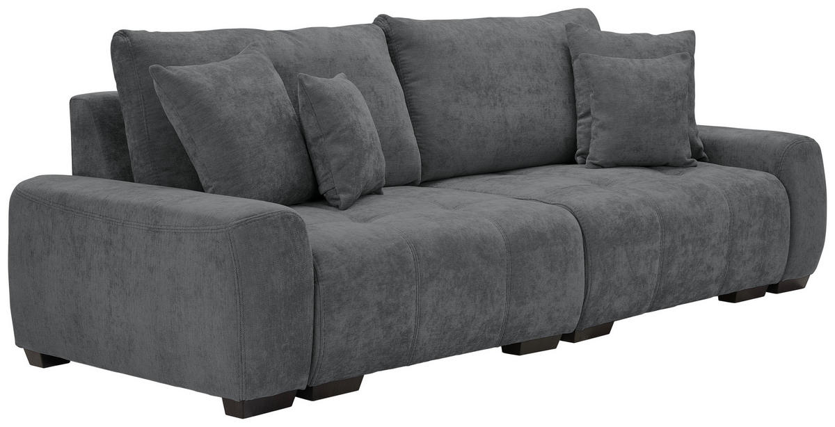 BIGSOFA Chenille Dunkelgrau  - Dunkelgrau/Dunkelbraun, KONVENTIONELL, Kunststoff/Textil (250/100/90cm) - Carryhome