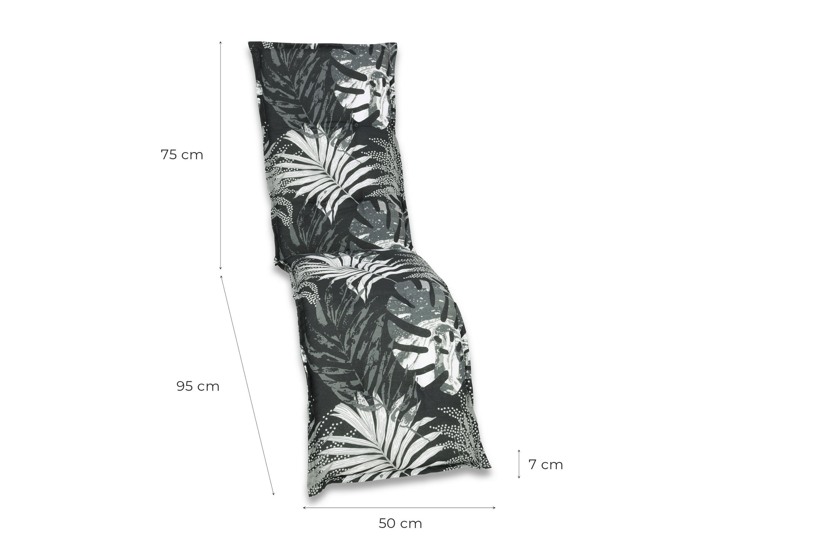 RELAXSESSELAUFLAGE in Grau, Schwarz, Weiß Blätter  - Schwarz/Weiß, Basics, Textil (50/170cm)