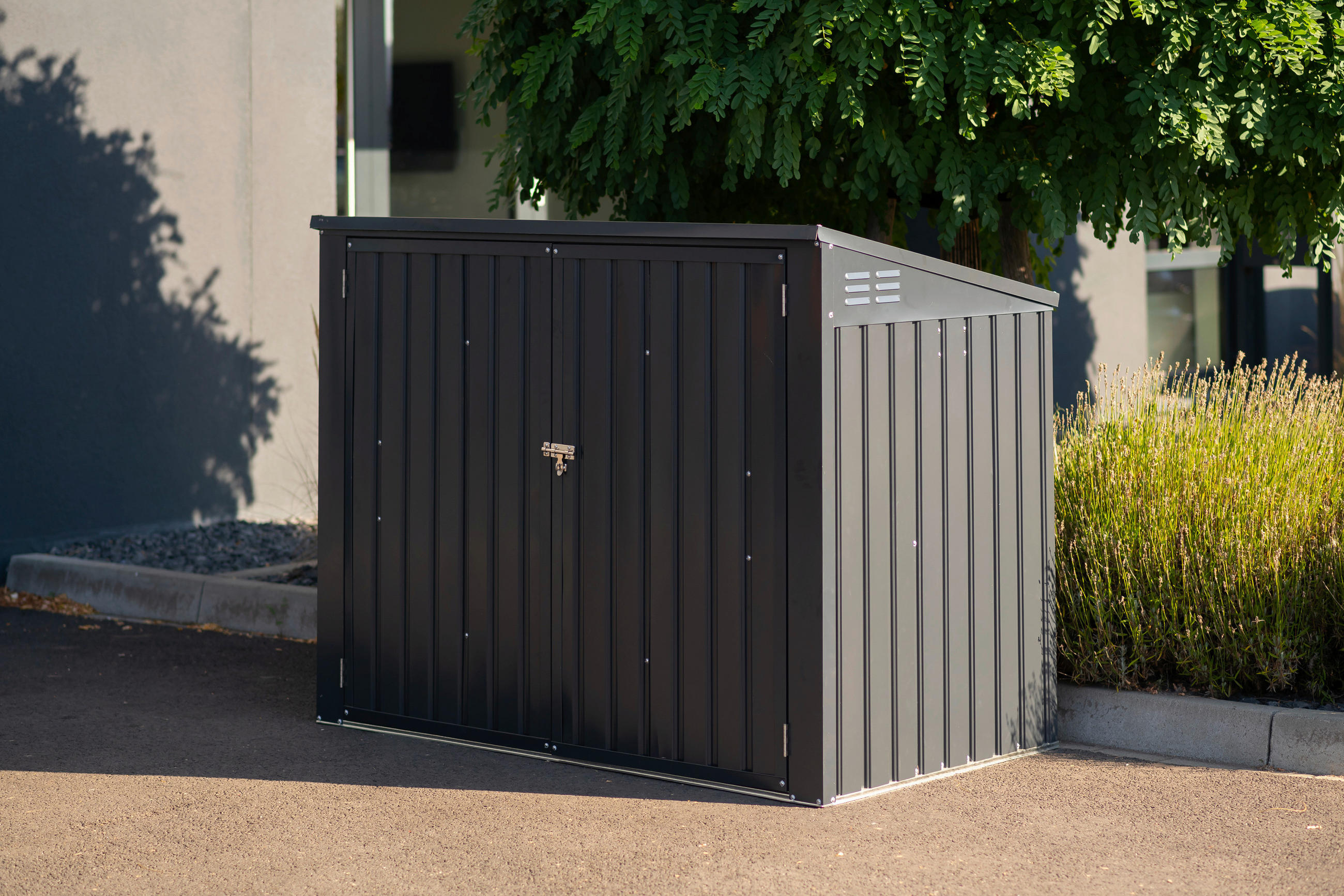 MÜLLTONNENBOX - Dunkelgrau, Basics, Metall (172/131/100cm)