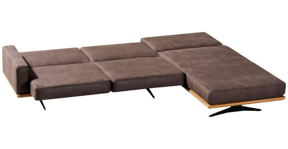 ECKSOFA Braun Flachgewebe  - Schwarz/Braun, Natur, Holz/Textil (326/170cm) - Novel