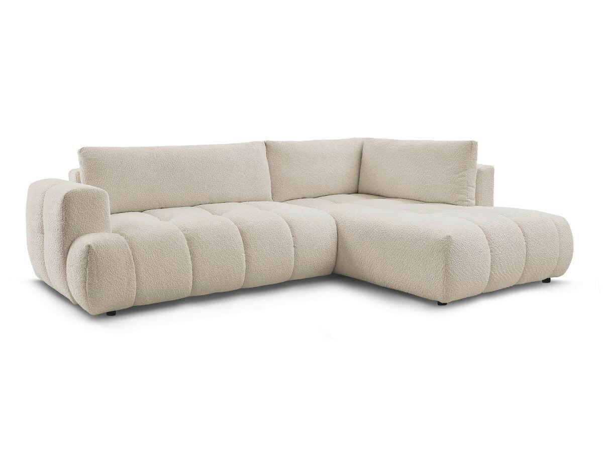 ECKSCHLAFSOFA EVEREST Bouclé Beige  inkl. Rückenkissen, Schlaffunktion  - Beige/Schwarz, MODERN, Kunststoff/Textil (282/204cm)