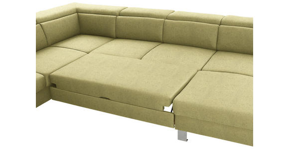WOHNLANDSCHAFT inkl.Funktionen Grün Webstoff - Silberfarben/Grün, Design, Textil/Metall (226/320/168cm) - Xora
