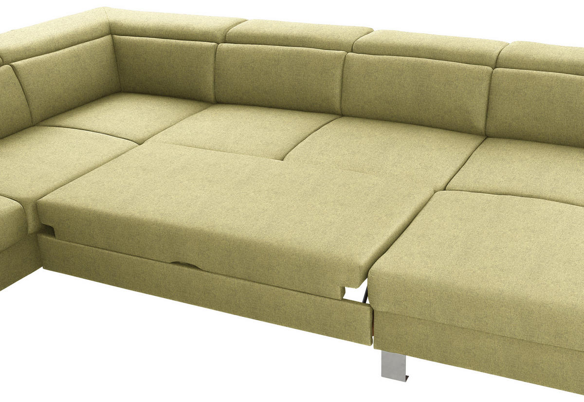 WOHNLANDSCHAFT in Webstoff Grün  - Silberfarben/Grün, Design, Textil/Metall (226/320/168cm) - Xora