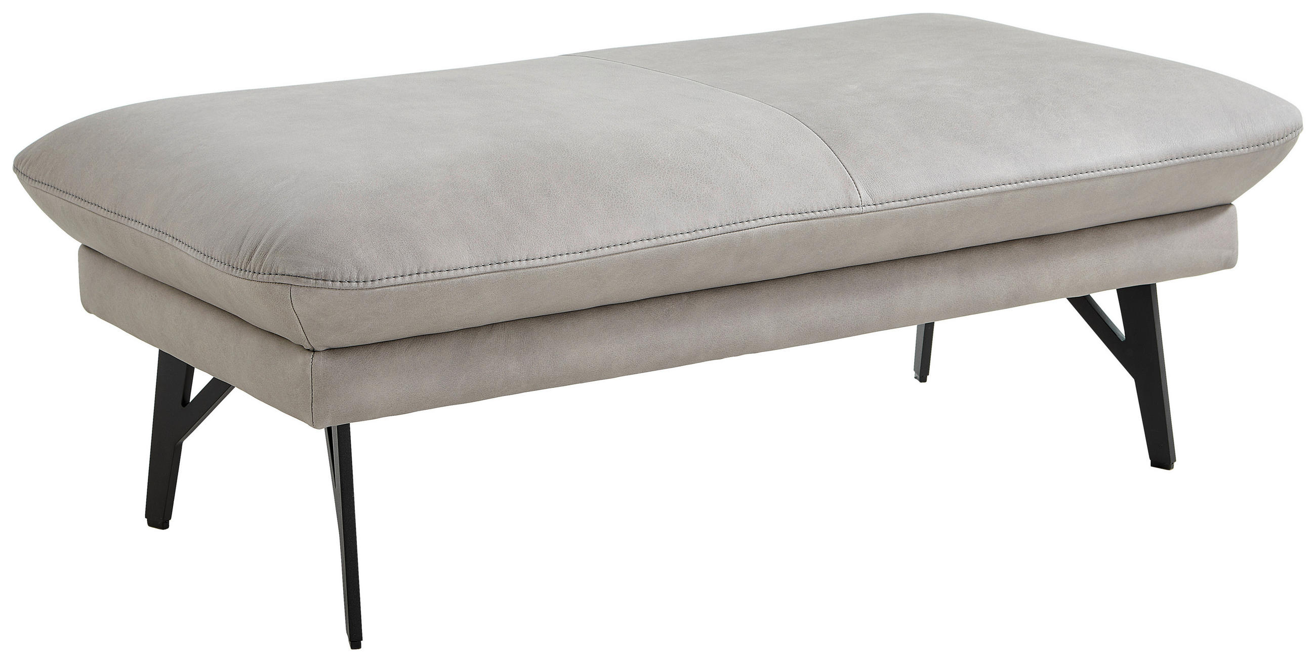 HOCKER Posh Echtleder Grau  - Anthrazit/Grau, Design, Leder/Metall (121/45/65cm) - Joop!