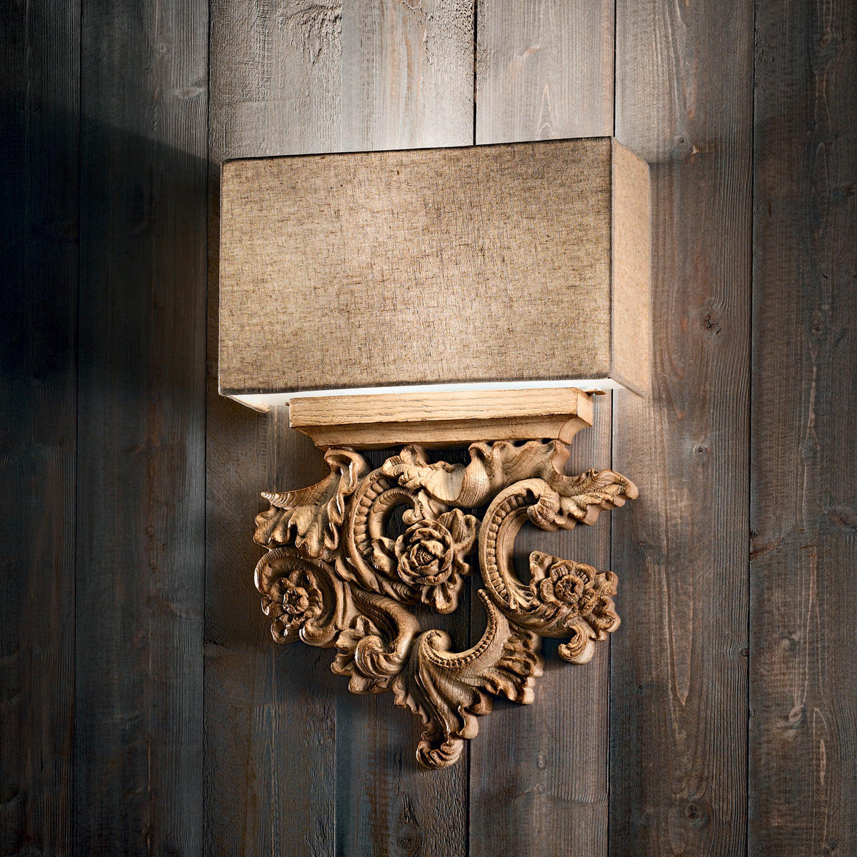 WANDLEUCHTE 30,5/10/45,5 cm   - Beige, KONVENTIONELL, Naturmaterialien/Textil (30,5/10/45,5cm) - Ideal Lux