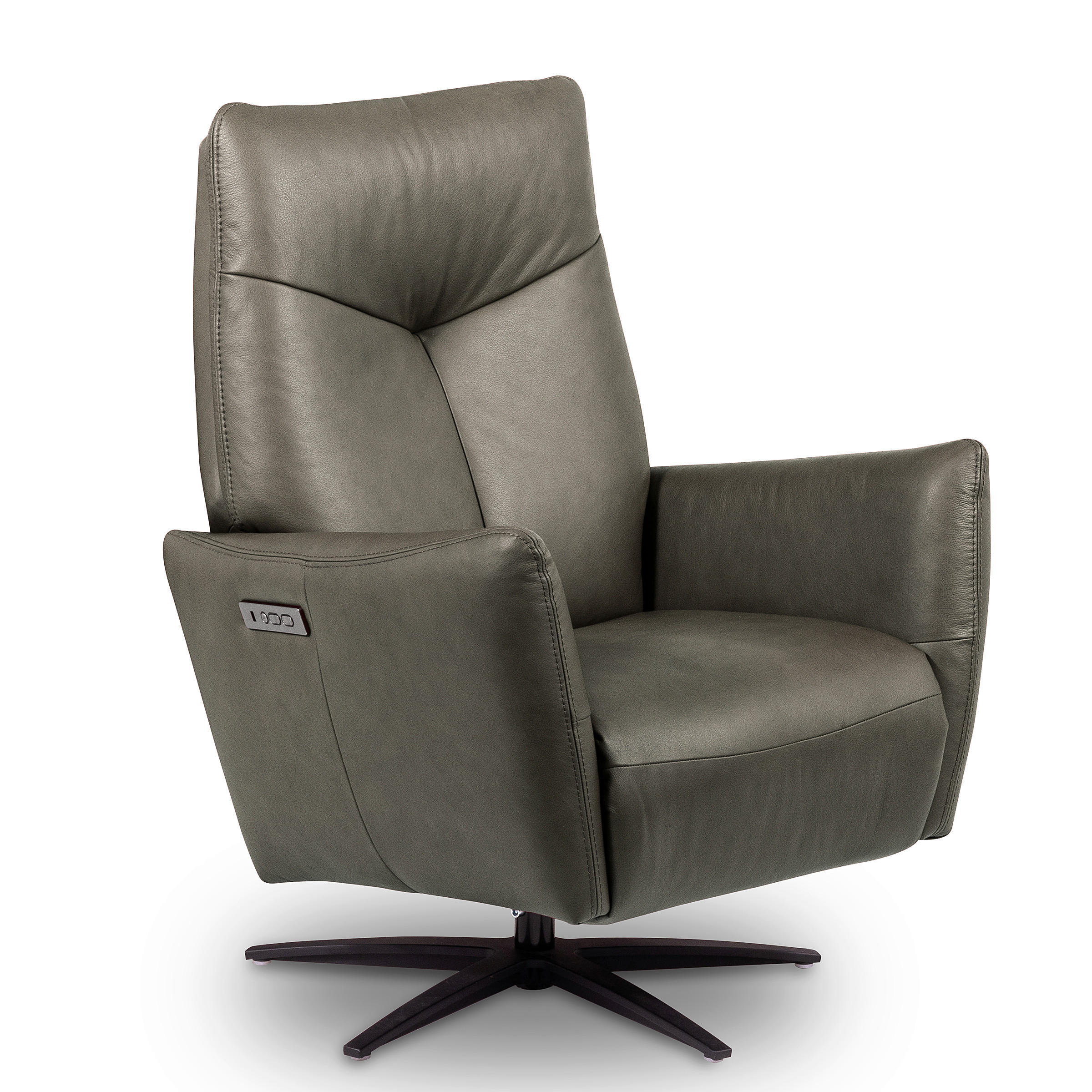RELAXSESSEL in Leder Grau  - Schwarz/Grau, Design, Leder/Metall (76/107/88cm) - Livetastic
