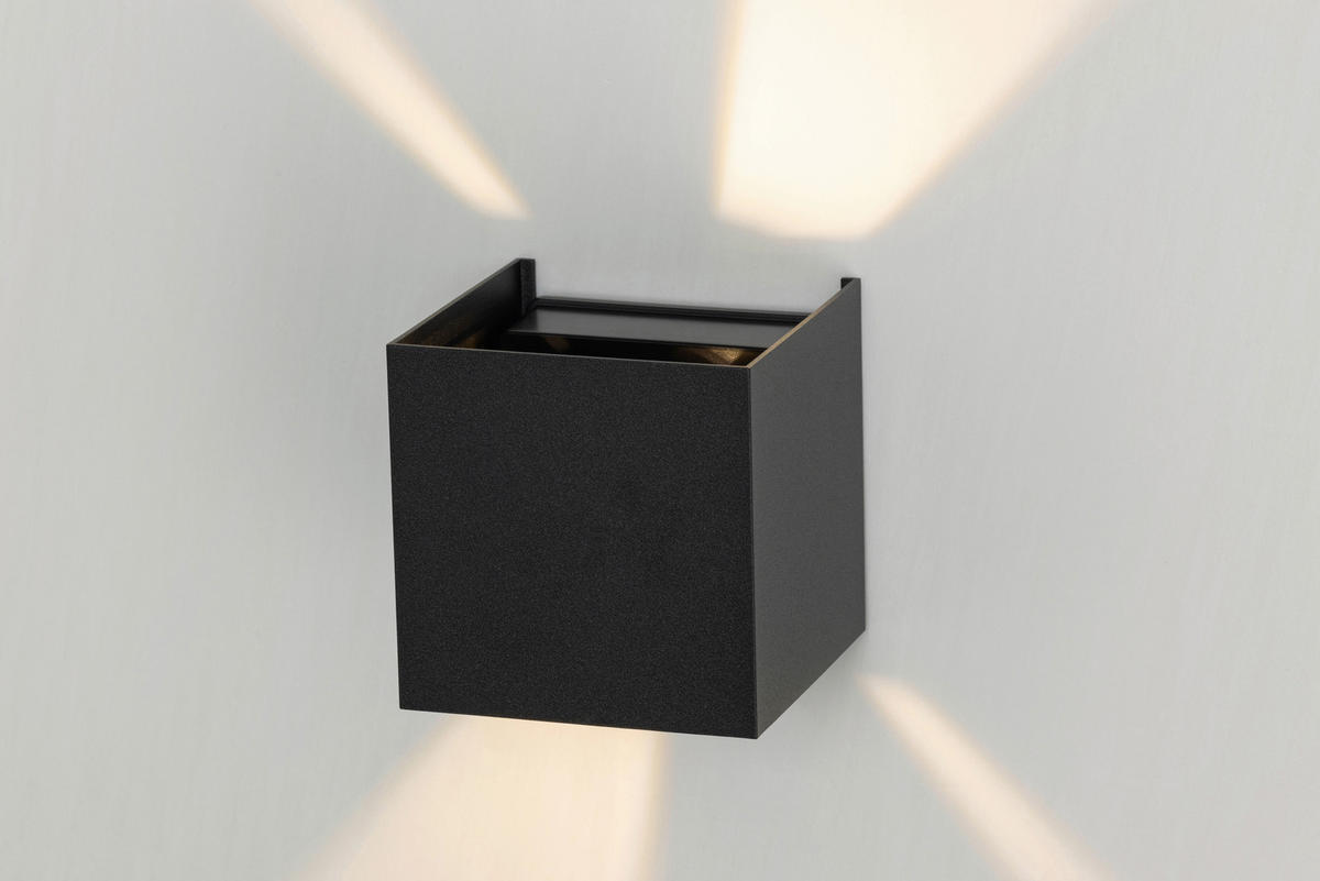 LED-WANDLEUCHTE 10/10/10 cm   - Schwarz, Basics, Kunststoff/Metall (10/10/10cm) - Novel