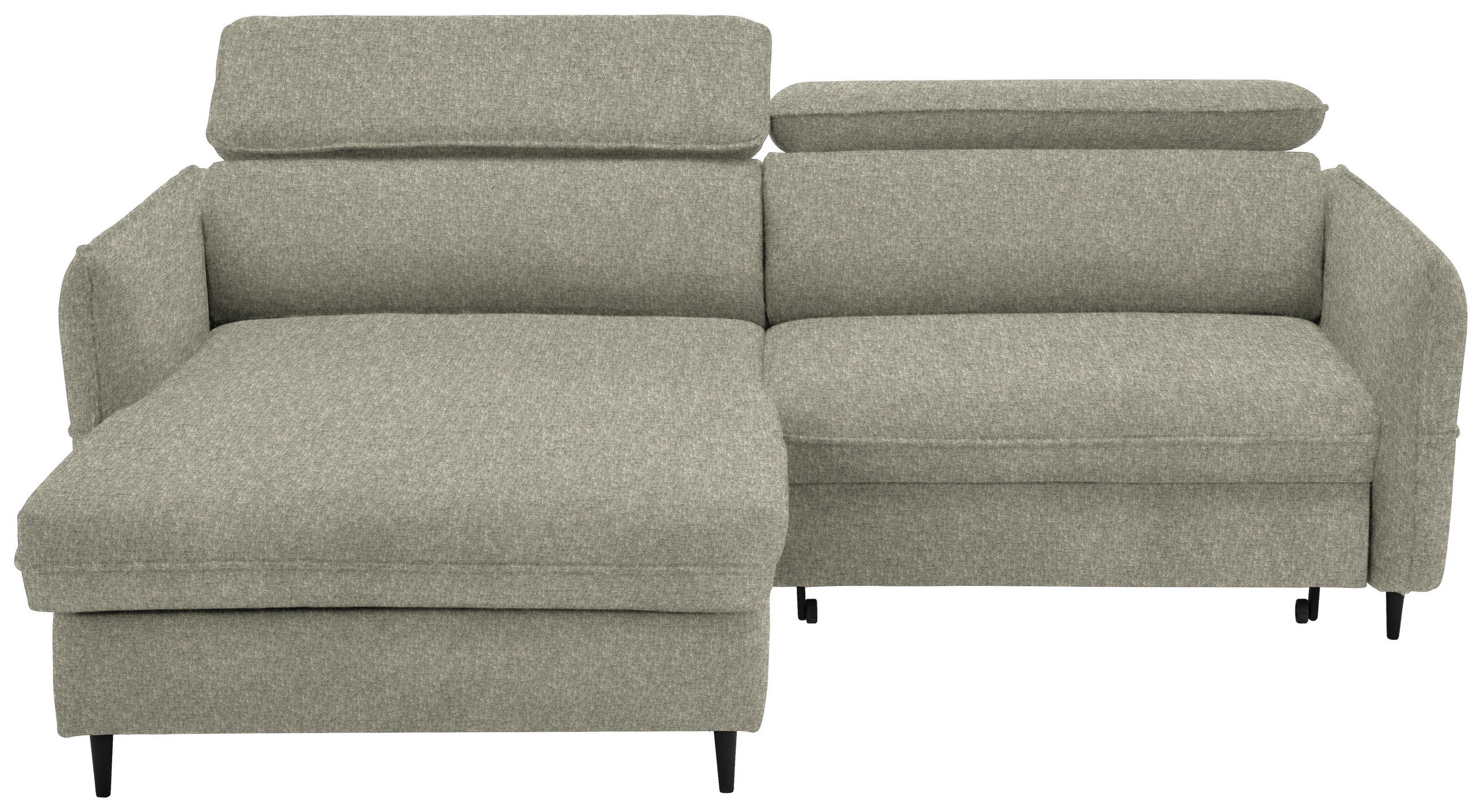ECKSOFA  in Samt Taupe  - Taupe/Schwarz, Design, Holz/Textil (185/232cm) - Stylife