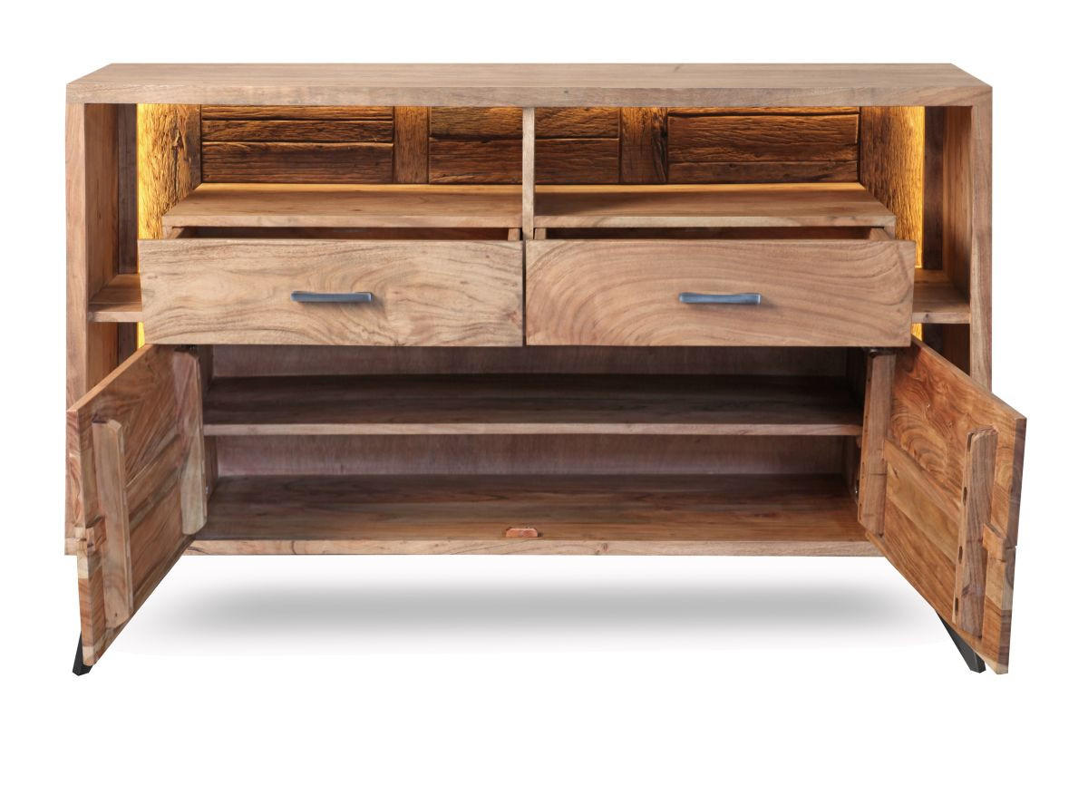KOMODA, akácie, barvy akácie, 145/94/40 cm - černá/antracitová, Moderní, kov/dřevo (145/94/40cm) - Livetastic