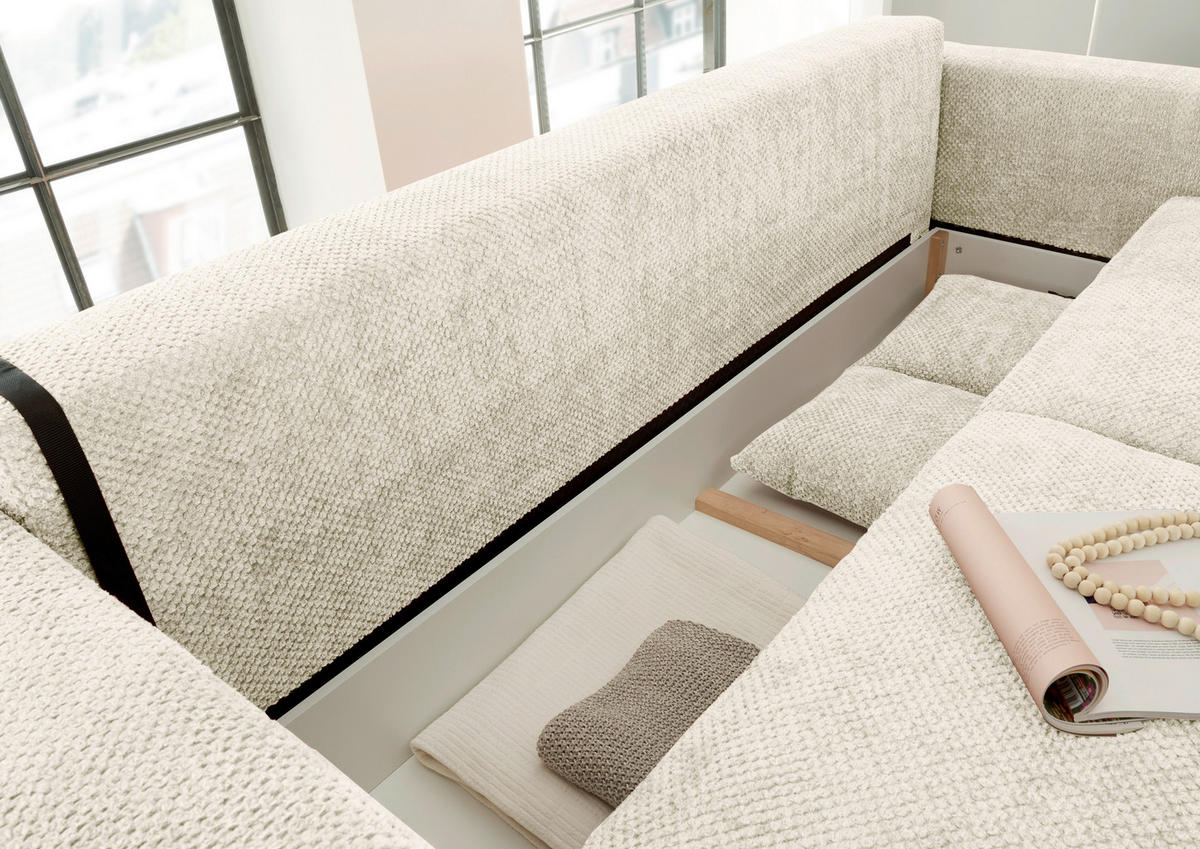 SCHLAFSOFA in Mikrovelours Beige  - Beige/Schwarz, Konventionell, Kunststoff/Textil (235/88/120cm) - MID.YOU
