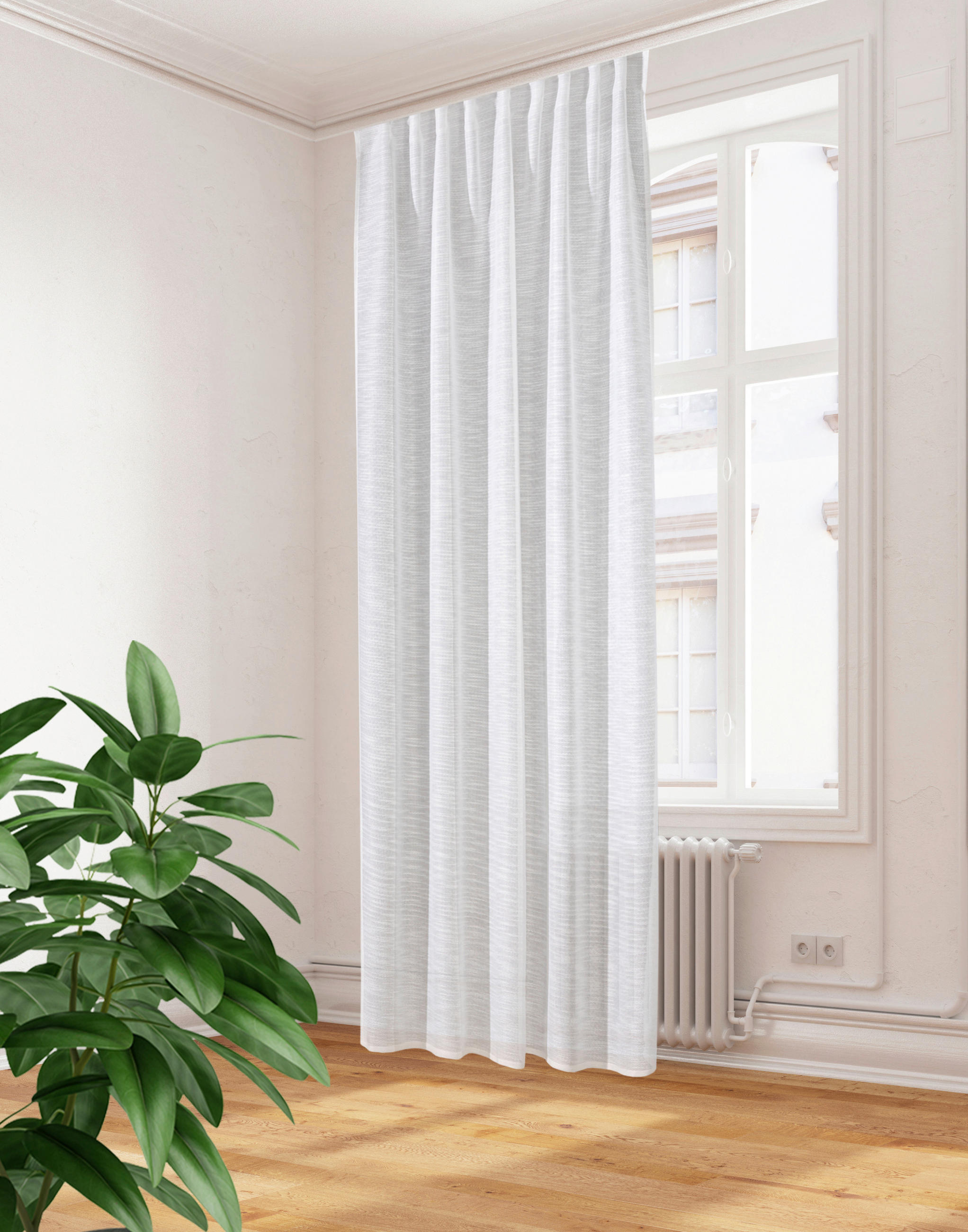 FERTIGVORHANG  halbtransparent   135/300 cm  - Weiß, Basics, Textil (135/300cm)