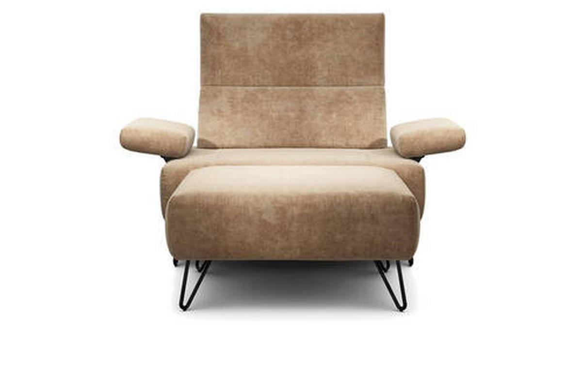 SESSELSET in Samt Sandfarben  - Sandfarben/Schwarz, Design, Textil/Metall (114-142/85/86-94cm) - SENSOO