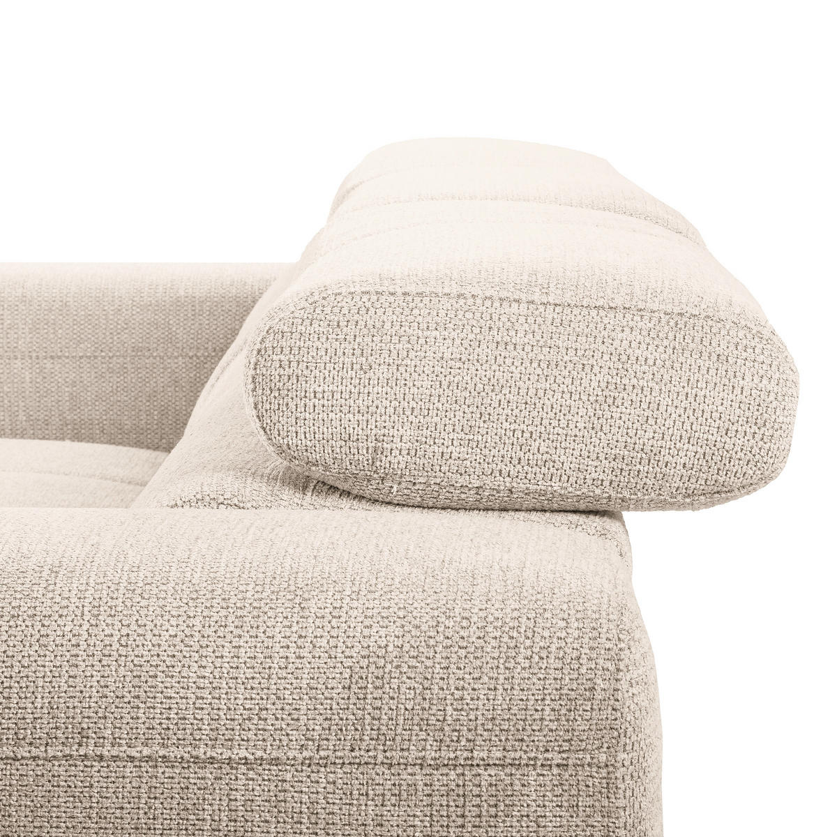 ECKSOFA TORINO Beige Chenille Bettkasten, Kopfteilverstellung  - Beige/Schwarzchrom, Design, Textil/Metall (173/247cm) - Livetastic