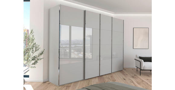 SCHWEBETÜRENSCHRANK  in Seidengrau  - Chromfarben/Seidengrau, KONVENTIONELL, Glas/Holzwerkstoff (316/223/68cm) - Novel