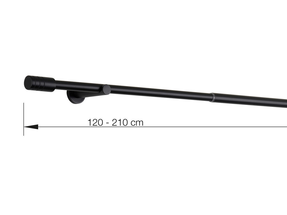 VORHANGSTANGENSET 120 cm  - Schwarz, Basics, Metall (120cm)