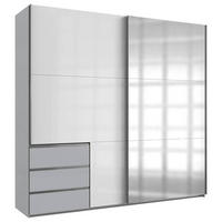 SCHWEBETÜRENSCHRANK in Hellgrau, Weiss Hochglanz  - Weiss Hochglanz/Chromfarben, Modern, Holzwerkstoff/Metall (250/236/65cm) - MID.YOU