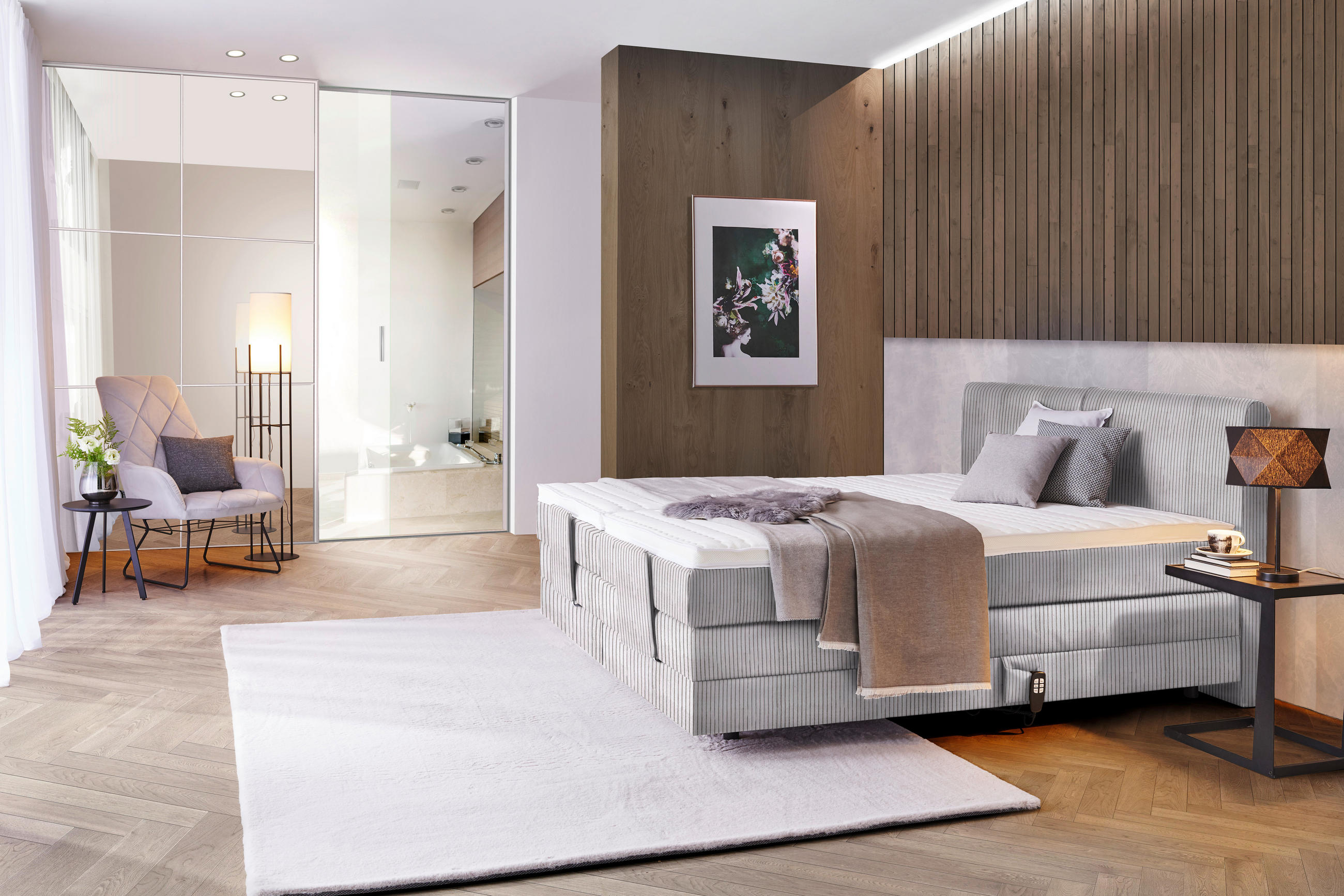 BOXSPRINGBETT 160/200 cm  in Grau  - Schwarz/Grau, Design, Kunststoff/Textil (160/200cm) - Hom`in