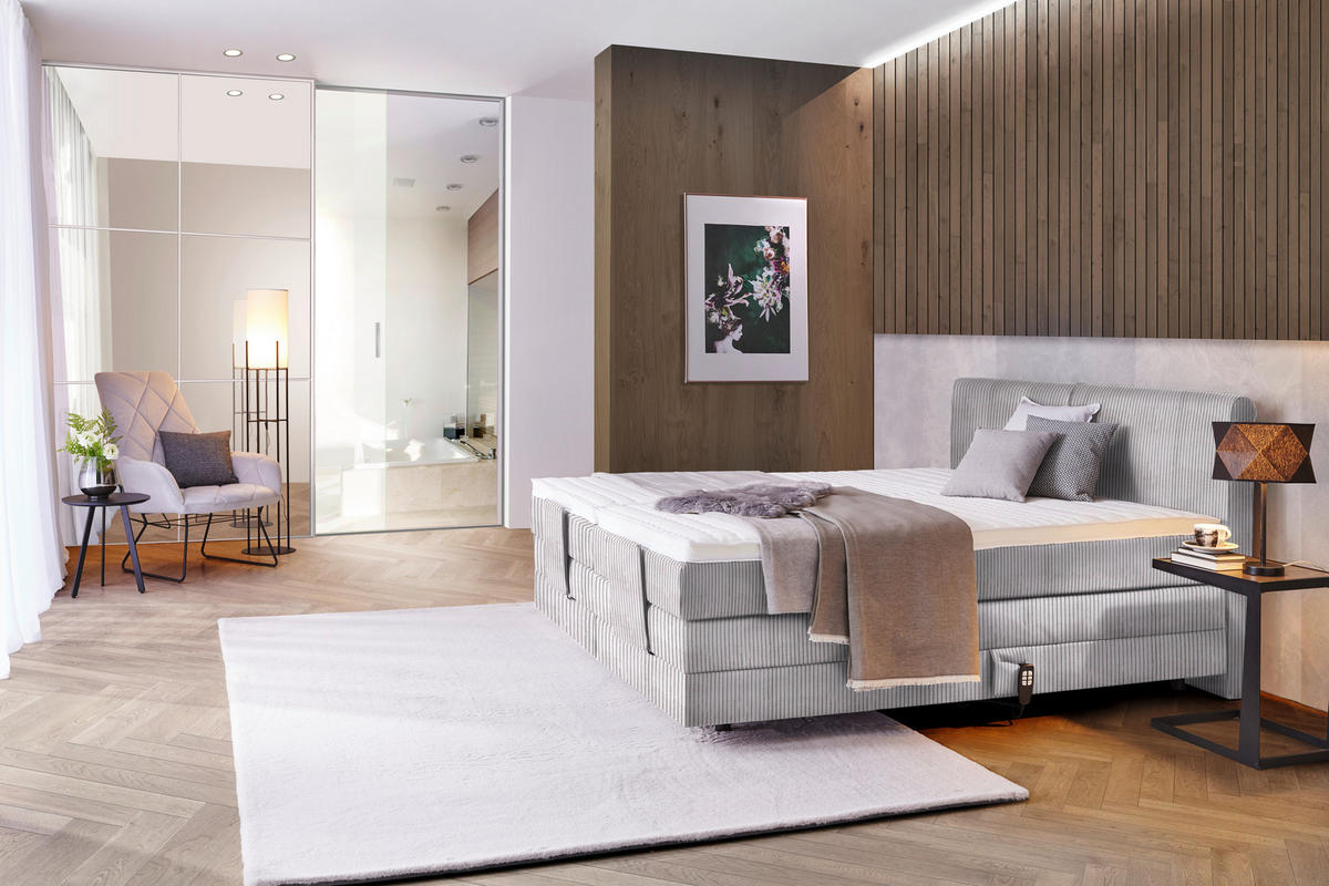 BOXSPRINGBETT 180/200 cm  in Grau  - Schwarz/Grau, Design, Kunststoff/Textil (180/200cm) - Hom`in