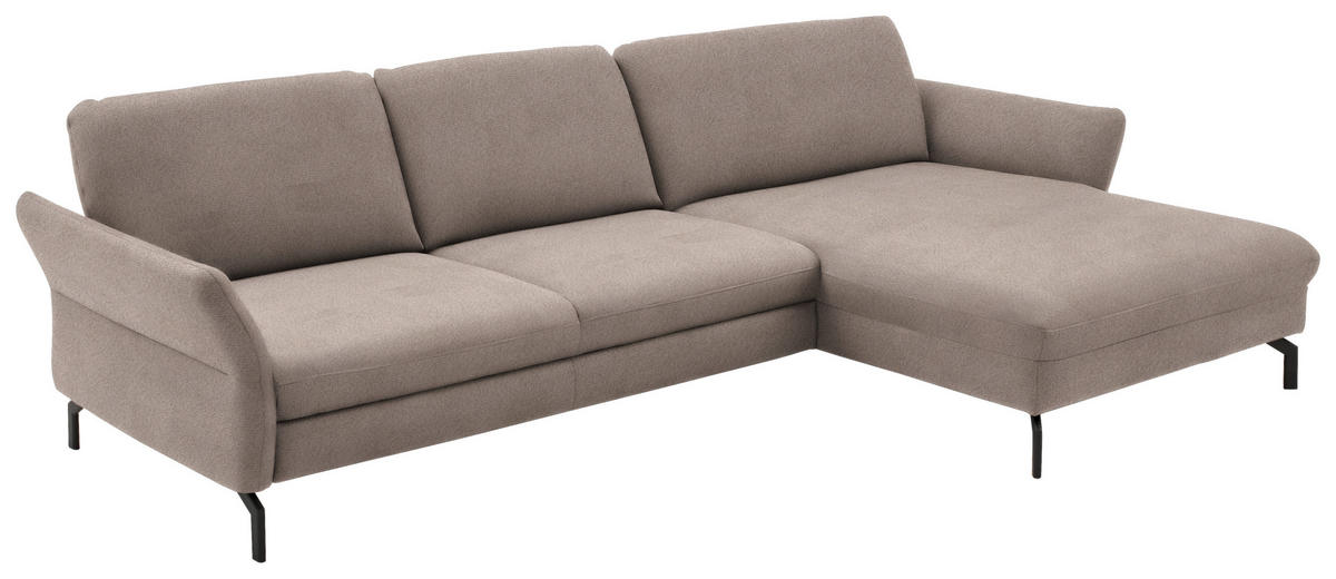 ECKSOFA in Velours Greige  306/179 cm  - Greige/Schwarz, Design, Textil/Metall (306/179cm) - Beldomo System