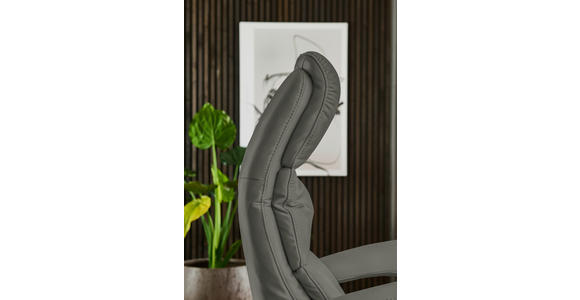 RELAXSESSEL in Leder Dunkelgrau  - Edelstahlfarben/Dunkelgrau, Design, Leder/Metall (76/119/86cm) - Dieter Knoll