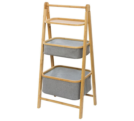 BADEZIMMERREGAL Holz, Textil Bambus massiv Braun, Grau BADEZIMMERREGAL Holz, Textil Bambus massiv Braun, Grau