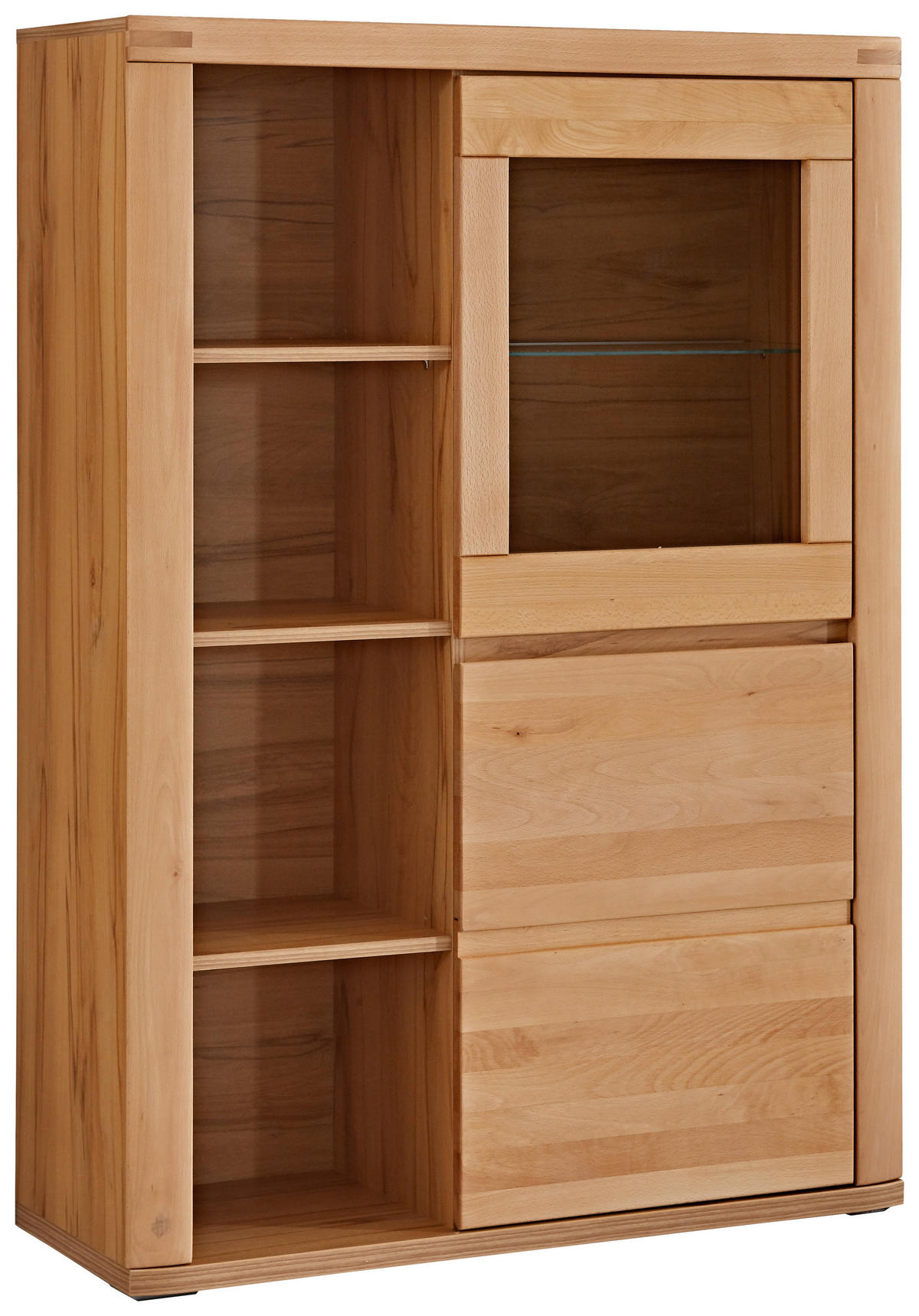 HIGHBOARD Kernbuche  98,4/139,6/37,7 cm  - Kernbuche/Grau, KONVENTIONELL, Glas/Holz (98,4/139,6/37,7cm) - Voleo