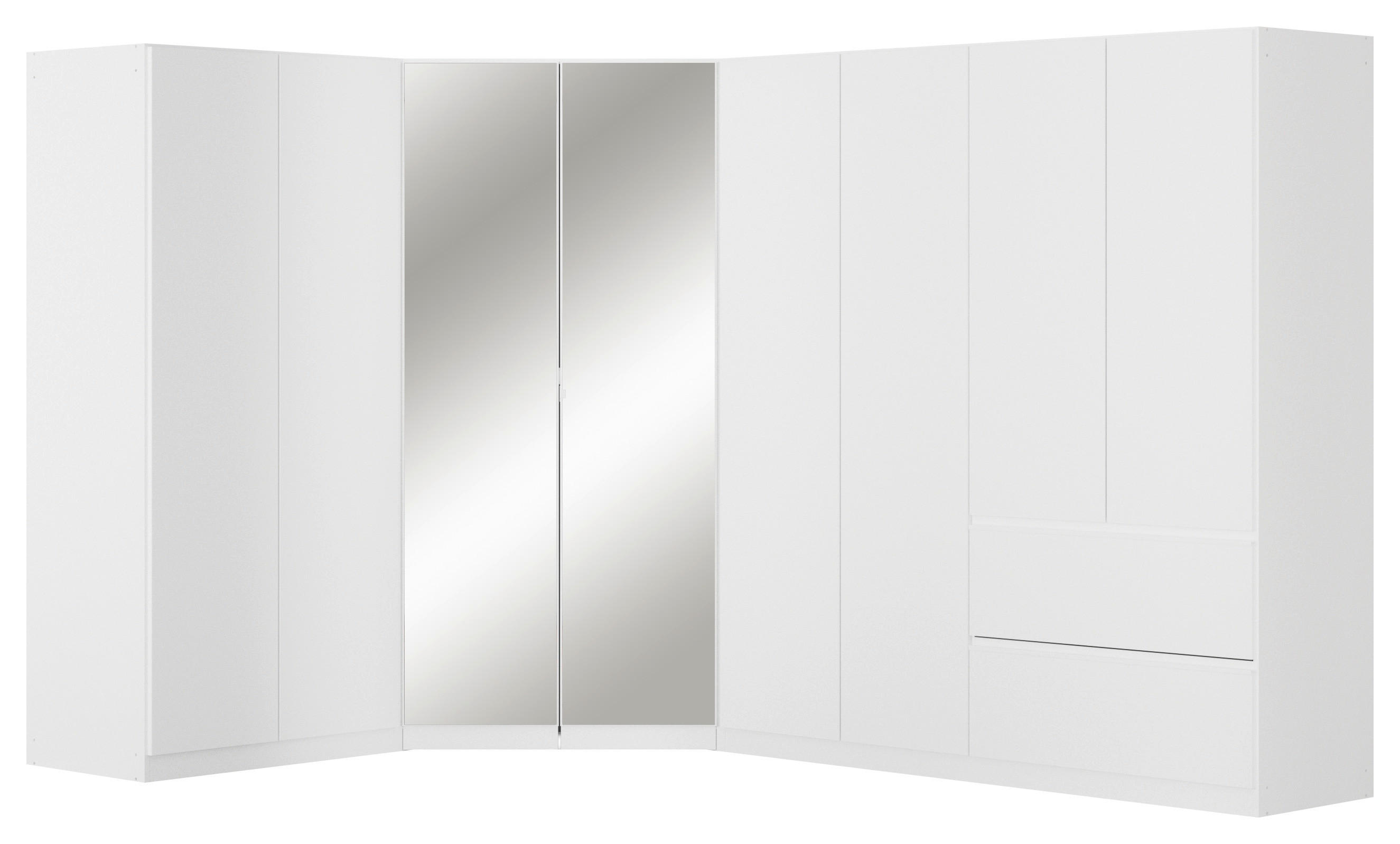 ECKKLEIDERSCHRANK 208/197/298 cm  - Chromfarben/Weiss, Modern, Holzwerkstoff (208/197/298cm) - Rauch Möbel