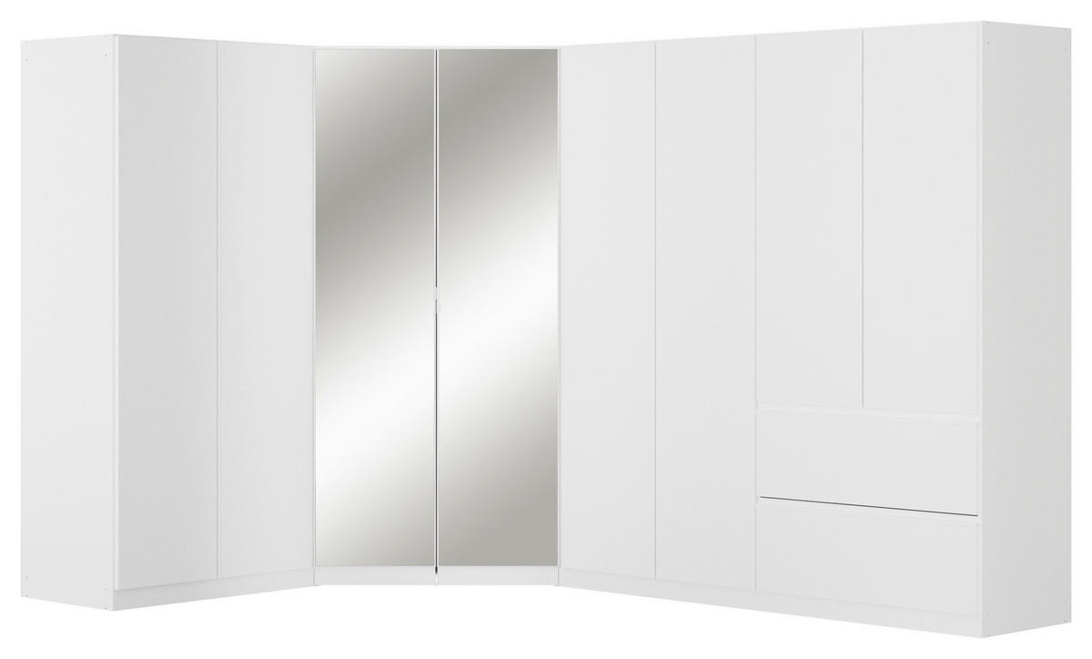 ECKKLEIDERSCHRANK 208/197/298 cm  - Chromfarben/Weiss, Modern, Holzwerkstoff (208/197/298cm) - Rauch Möbel