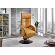 RELAXSESSEL in Leder Currygelb  - Wengefarben/Currygelb, Design, Leder/Holz (70/110/80cm) - Cantus
