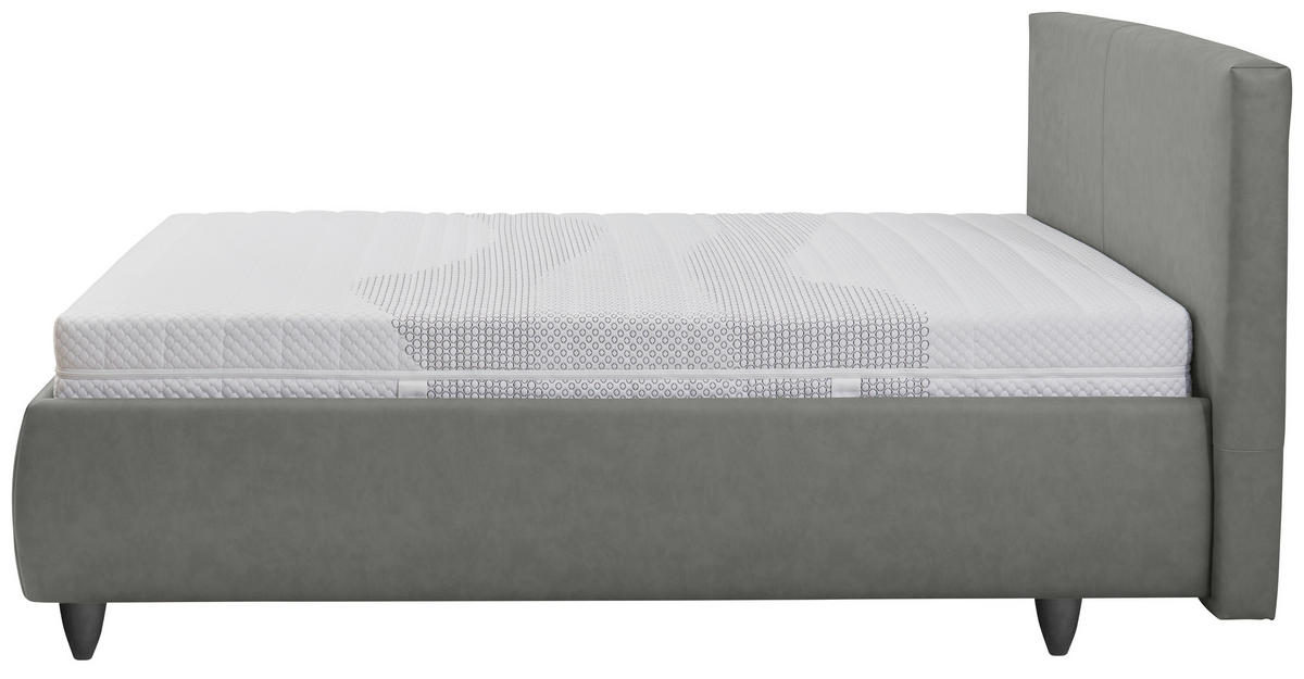 POLSTERBETT 200/200 cm,  in Dunkelgrau, Matratze, Lattenrost, Bettkasten, H2 + H2 = mittel  - Dunkelgrau/Schwarz, Design, Holz/Kunststoff (200/200cm) - RUF Betten