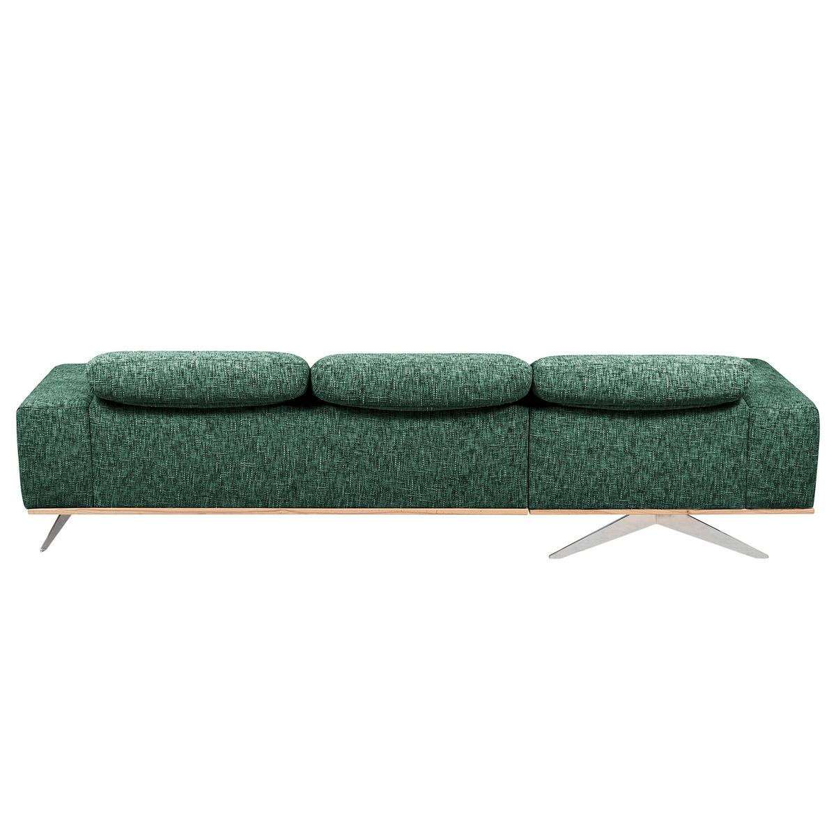 ECKSOFA PORTLAND Grün Struktur Kopfteilverstellung  - Chromfarben/Naturfarben, Design, Holz/Textil (187/295cm) - Livetastic