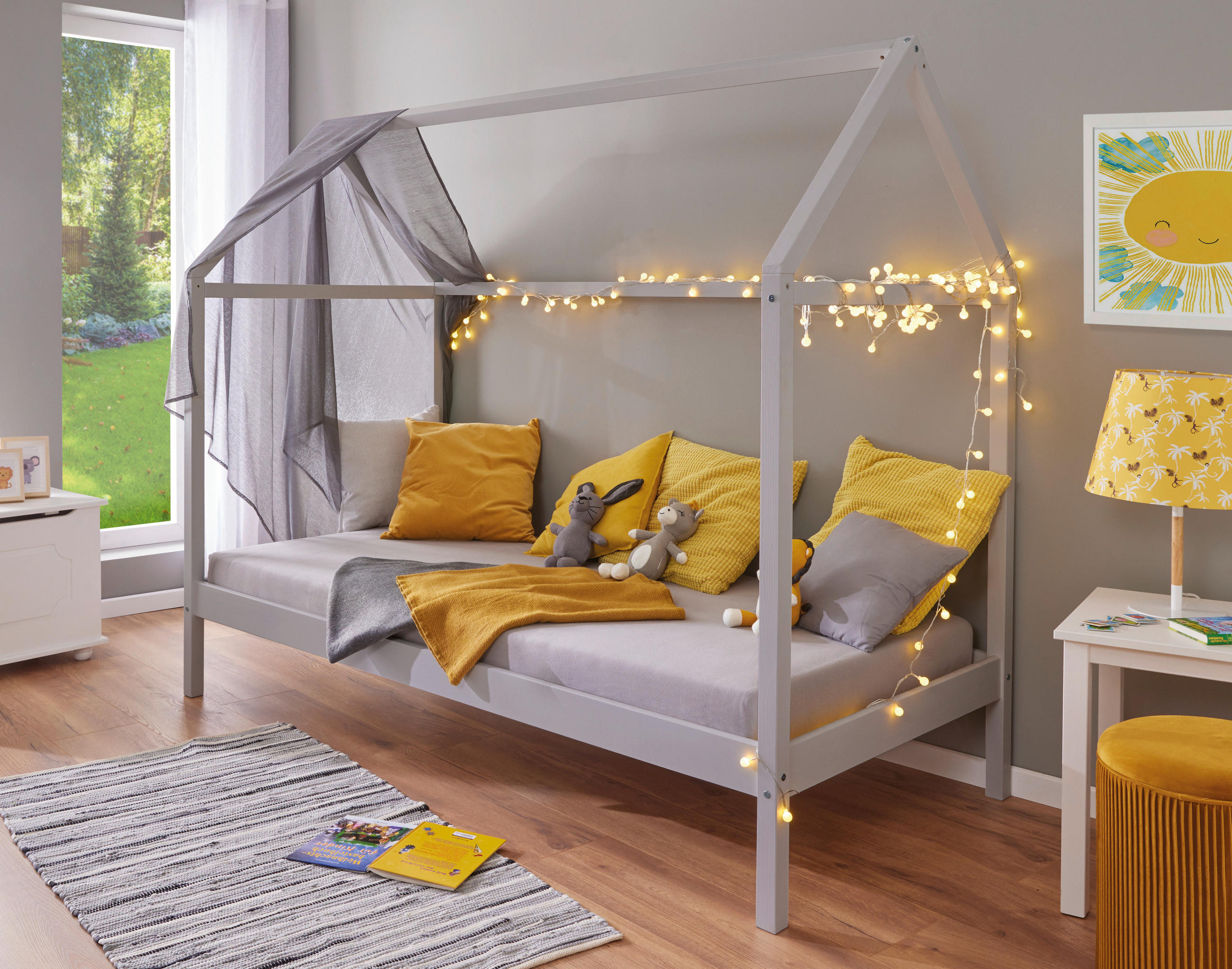 HAUSBETT 90/200 cm  in Hellgrau  - Hellgrau, MODERN, Holz (90/200cm) - MID.YOU