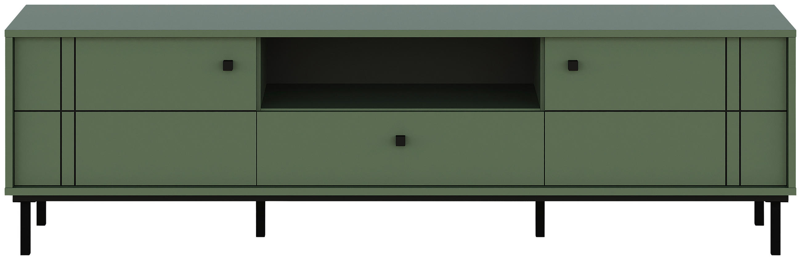 LOWBOARD  in 170/49,2/37 cm  - Schwarz/Grün, MODERN, Holzwerkstoff/Kunststoff (170/49,2/37cm) - Carryhome