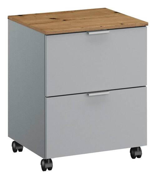 ROLLCONTAINER Grau, Eichefarben - Eichefarben/Alufarben, Trend, Holzwerkstoff/Kunststoff (40/52/42cm) - Stylife