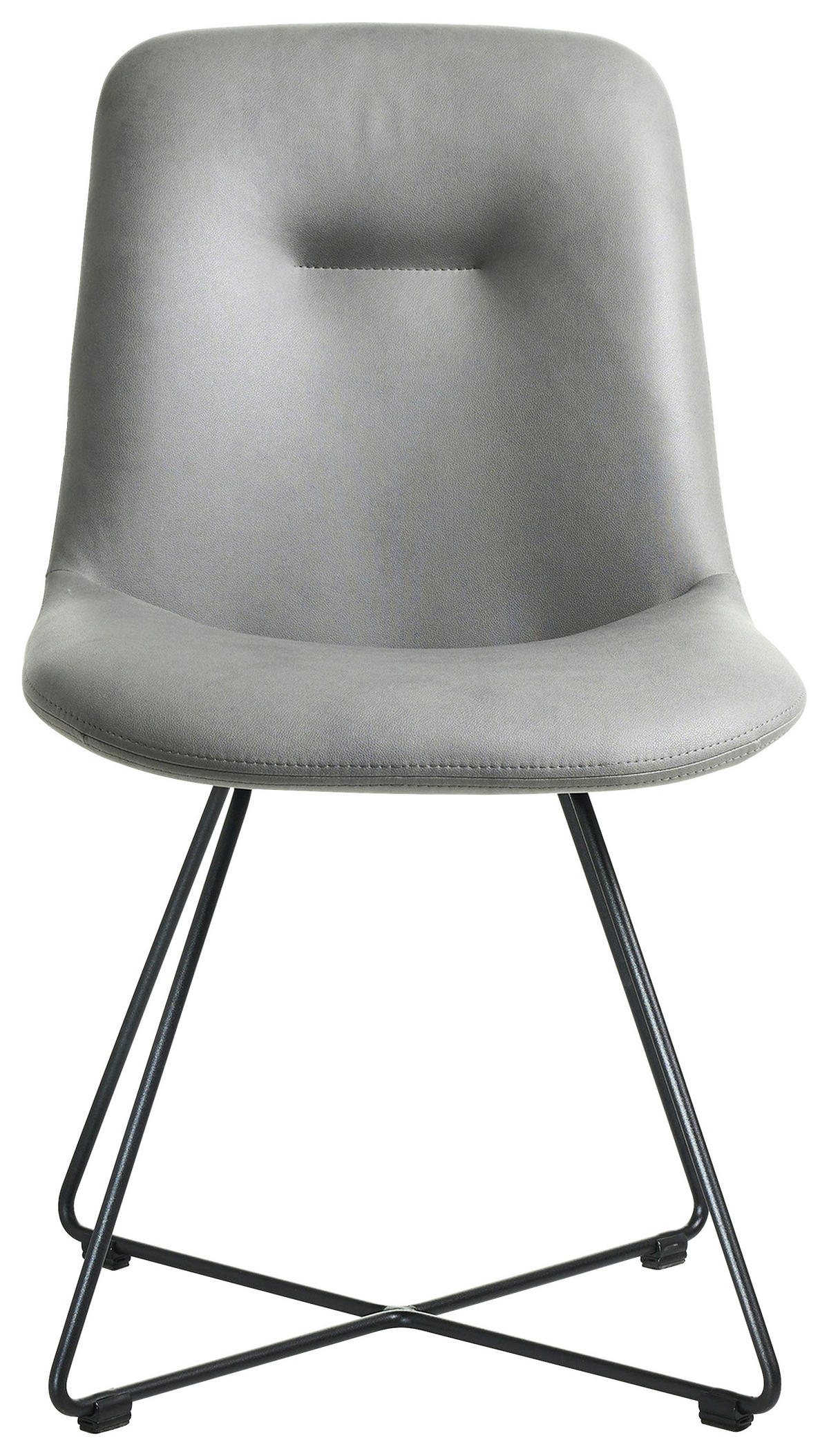 STUHL  in Edelstahl Lederlook (vegan) Metall, Textil  - Hellgrau/Schwarz, Basics, Textil/Metall (51/89/61cm) - Celina Home