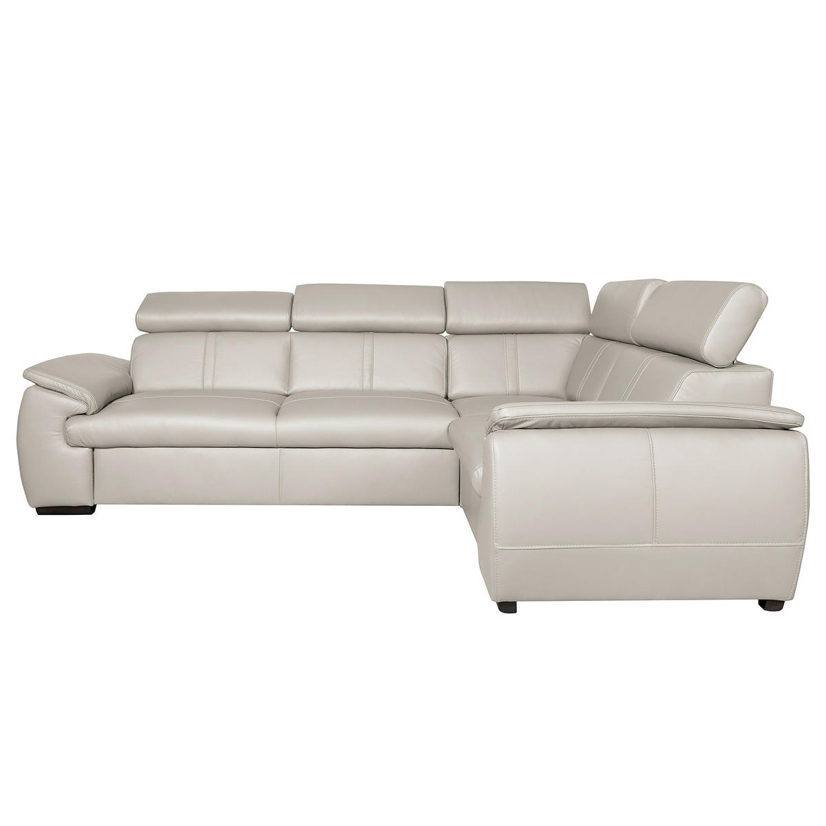ECKSOFA Echtleder Platinfarben  - Platinfarben/Wengefarben, Design, Leder/Holz (265/193cm) - Livetastic