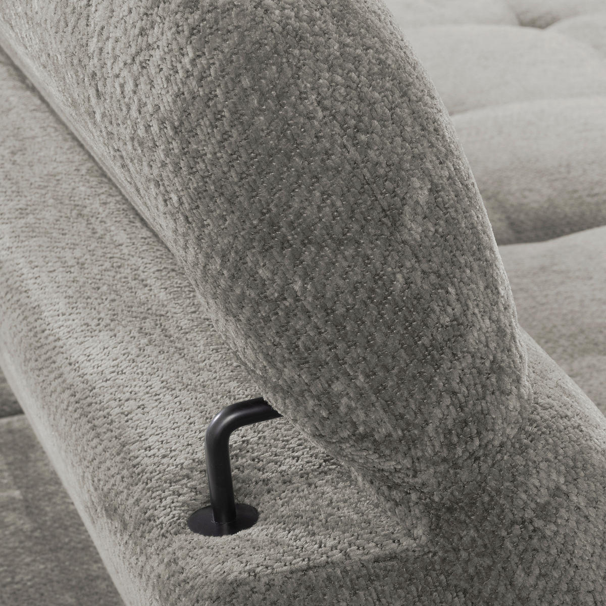 ECKSOFA PRADO Greige Webstoff Bettkasten, Kopfteilverstellung, Sitztiefenverstellung  - Greige/Schwarz, Design, Textil/Metall (268/195cm) - Livetastic