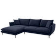 ECKSOFA  in Webstoff Dunkelblau  196/304 cm  - Schwarz/Dunkelblau, KONVENTIONELL, Textil/Metall (196/304cm) - Hom`in