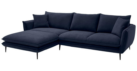 ECKSOFA  in Webstoff Dunkelblau  196/304 cm  - Schwarz/Dunkelblau, KONVENTIONELL, Textil/Metall (196/304cm) - Hom`in