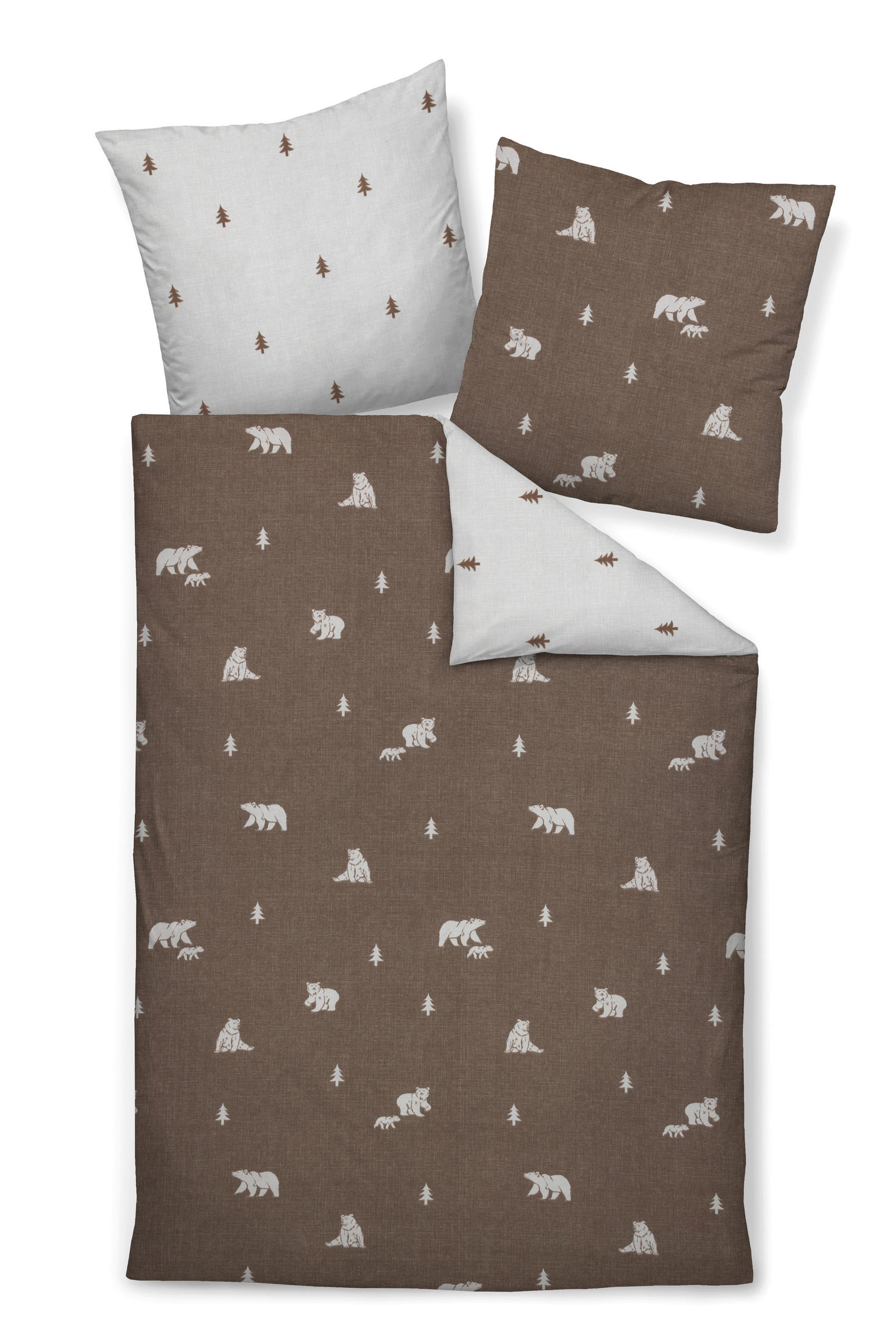 BETTWÄSCHE Biber 155/220 cm  - Beigebraun, Design, Textil (155/220cm) - Janine