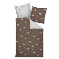 BETTWÄSCHE 2-teilig Biber 135/200 cm  - Beigebraun, Design, Textil (135/200cm) - Janine