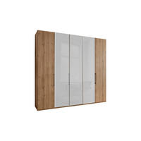 FALTTÜRENSCHRANK 250/236/58 cm 3-türig Weiß, Eiche Bianco  - Schieferfarben/Eiche Bianco, KONVENTIONELL, Glas/Holzwerkstoff (250/236/58cm) - Dieter Knoll