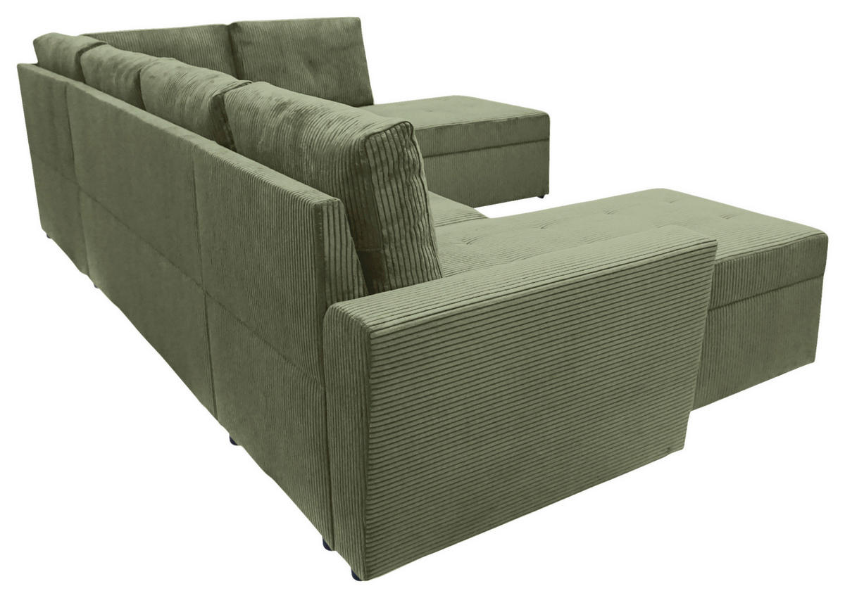 WOHNLANDSCHAFT TERMOLI Mintgrün Cord  - Schwarz/Mintgrün, Design, Kunststoff/Textil (155/297/212cm) - MID.YOU