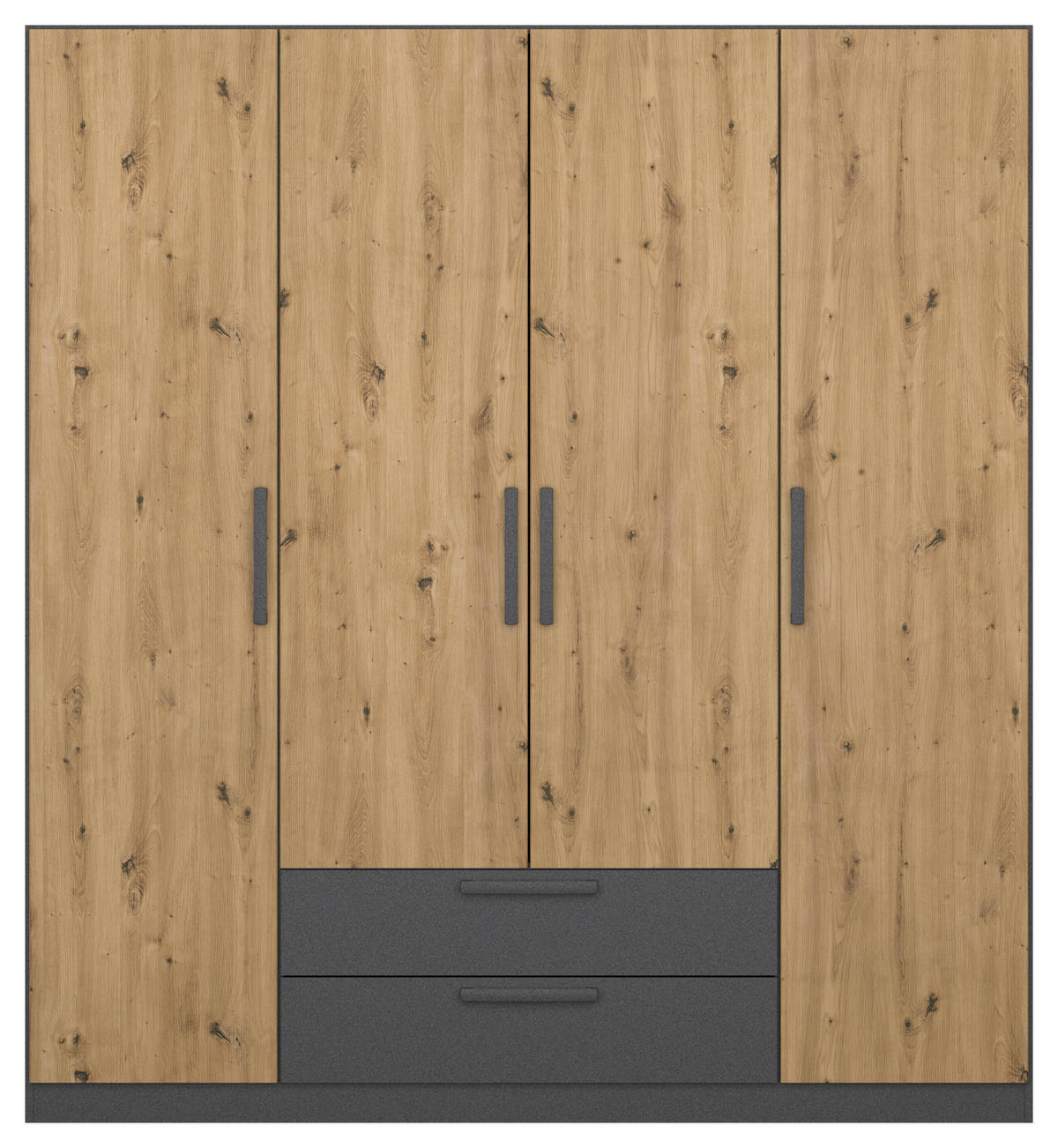 DREHTÜRENSCHRANK 181/197/54 cm,  in Grau, Eiche Artisan, 4-türig  - Eiche Artisan/Grau, MODERN, Holzwerkstoff/Kunststoff (181/197/54cm) - Rauch Möbel