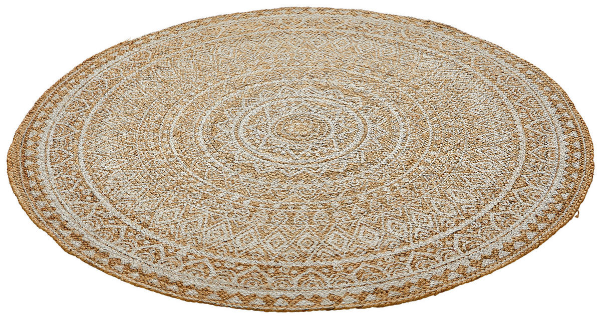 JUTETEPPICH 120 cm Agra White Naturfarben, Weiß  - Naturfarben/Weiß, Natur, Textil (120cm) - Linea Natura