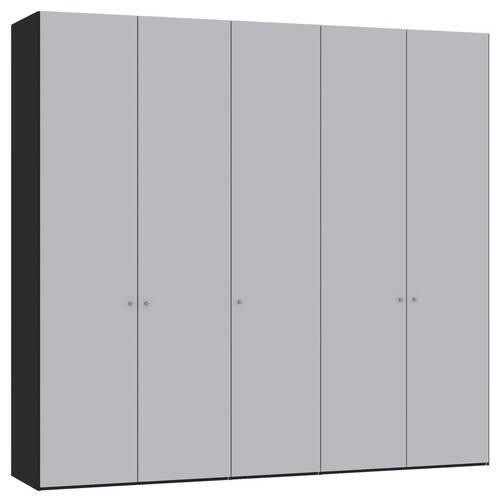 DREHTÜRENSCHRANK 253/236/59 cm 5-türig Schwarz, Hellgrau  - Silberfarben/Hellgrau, Design, Glas/Holzwerkstoff (253/236/59cm) - Jutzler