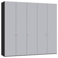 DREHTÜRENSCHRANK 253/236/59 cm 5-türig Schwarz, Hellgrau  - Silberfarben/Hellgrau, Design, Glas/Holzwerkstoff (253/236/59cm) - Jutzler
