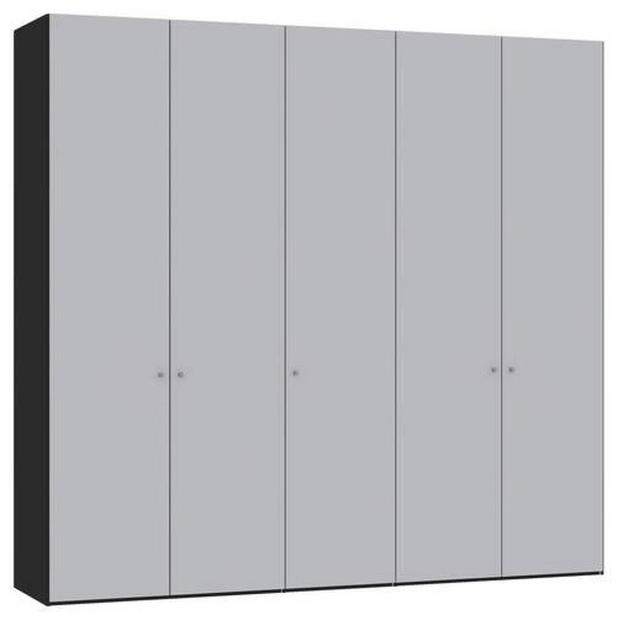 DREHTÜRENSCHRANK 253/236/59 cm 5-türig Schwarz, Hellgrau  - Silberfarben/Hellgrau, Design, Glas/Holzwerkstoff (253/236/59cm) - Jutzler