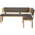 ECKBANK 195/155 cm Webstoff Braun, Eichefarben Eiche vollmassiv   - Eichefarben/Braun, KONVENTIONELL, Holz/Textil (195/155cm) - Linea Natura