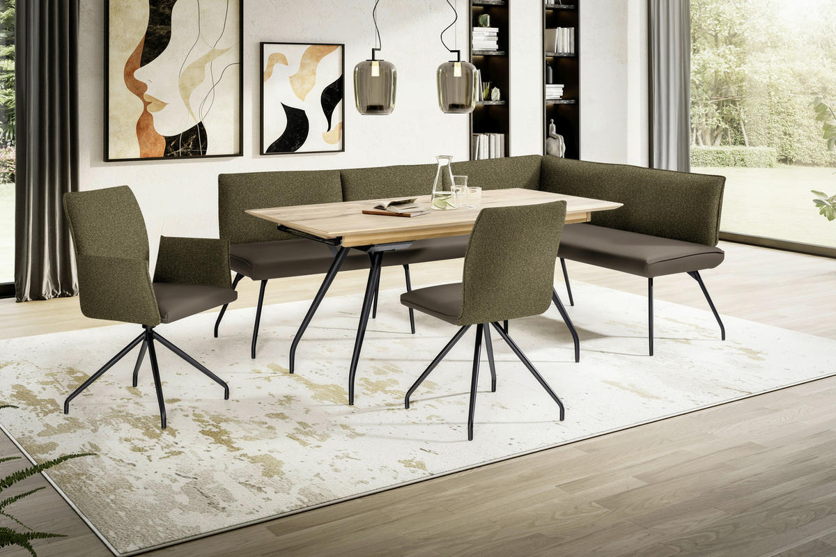 ECKBANK 225/165 cm  in Braun  - Schwarz/Braun, Design, Textil/Metall (225/165cm) - Moderano